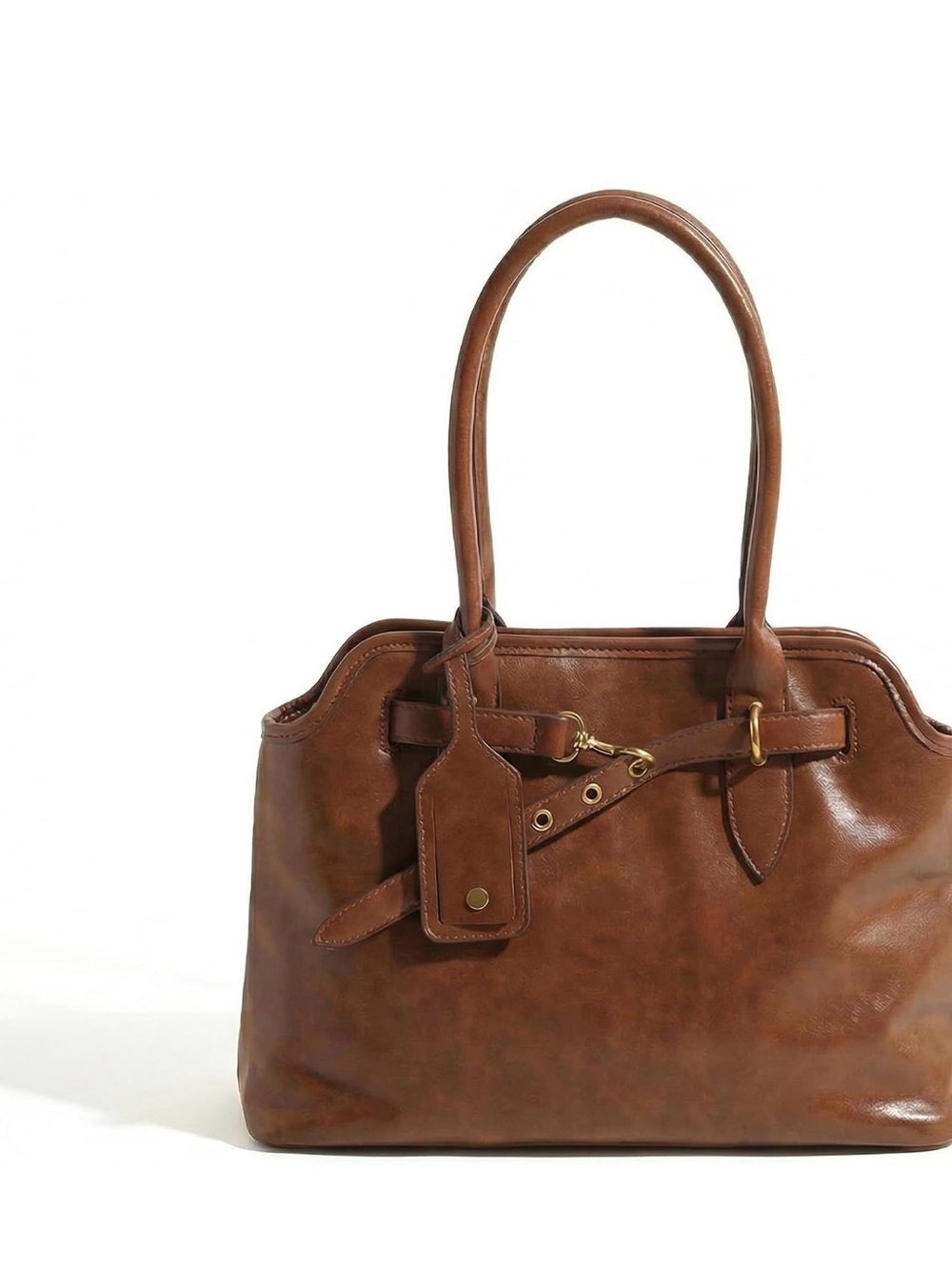 Classic Brown Leather Shoulder Bag - Picture 5 of 5